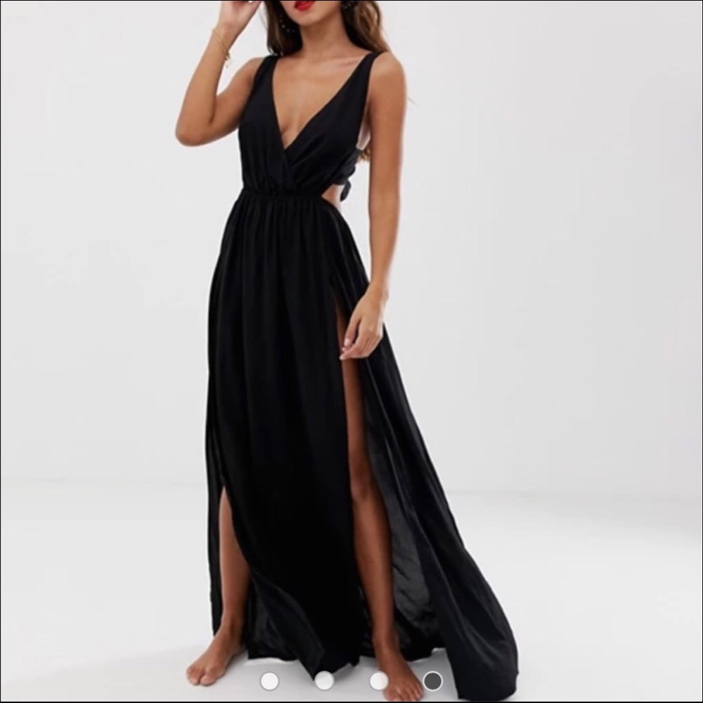 ASOS Tie Back Cross Front Split Maxi Beach Dress